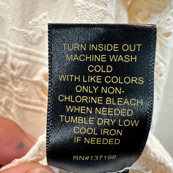 House of Harlow 1960 Button Up blouse Womens Sz. L eyelet Puff Sleeve Romantic - Picture 13 of 15